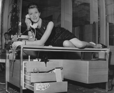 Actress Lois Maxwell, who plays the part of M's secretary Miss Moneypenny in the James Bond films