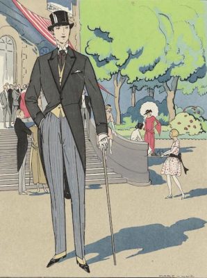 An illustration of a man in coattails and a top hat by Marc Luc in 1923
