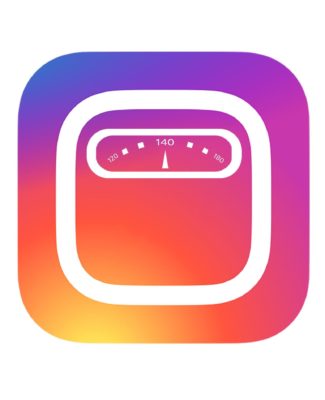 Instagram icon overlaid with a scale
