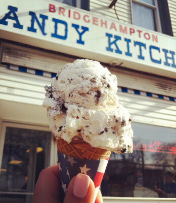 Ice cream outside Candy Kitchen diner, Bridgehampton