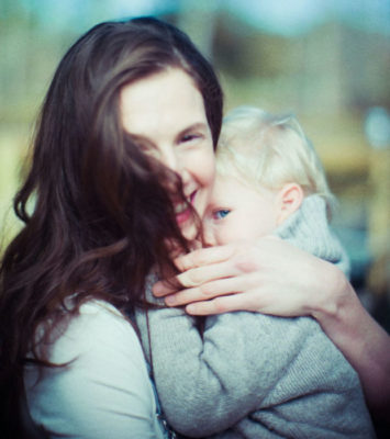 Elettra Weidemann and her child at her Bed and Breakfast in Long Island