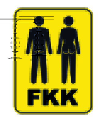 German sign depicting a naked man and woman with “FKK”